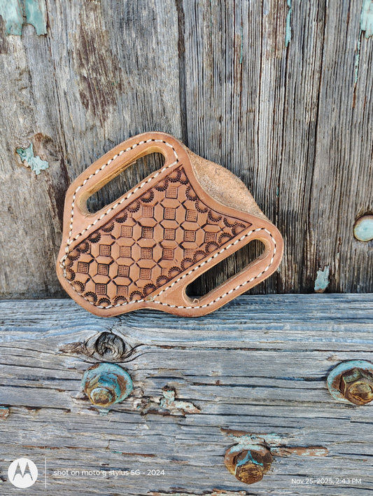 Tooled pocket knife sheath