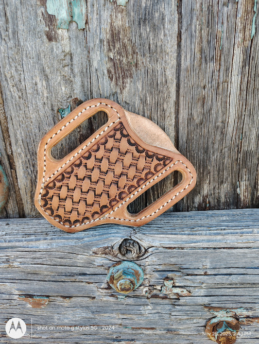 Tooled pocket knife sheath